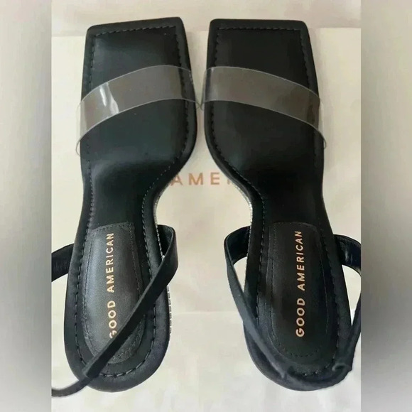 GOOD AMERICAN CRYSTAL CRUSH LUCITE SANDAL STILETTO HEELS SIZE 10 - Picture 5 of 9